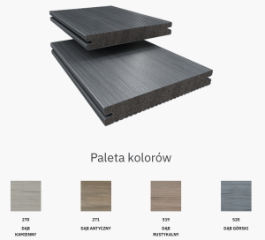 Twinson 9369 Majestic Massive Pro; kolor 520 Dąb Górski. Deska Kompozytowa Tarasowa, Wymiary: 20x140x4000 mm. PROMOCJA !!!